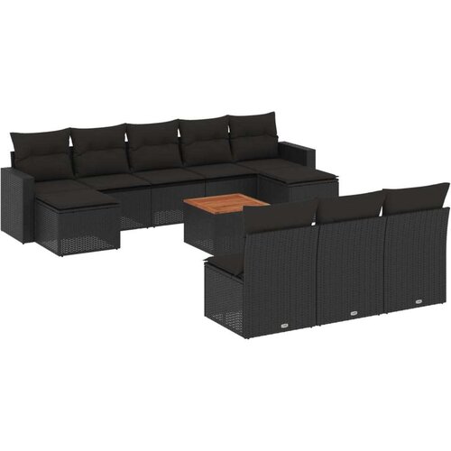 vidaXL 11-dijelni set vrtnih sofa od poliratana s jastucima crni Cene