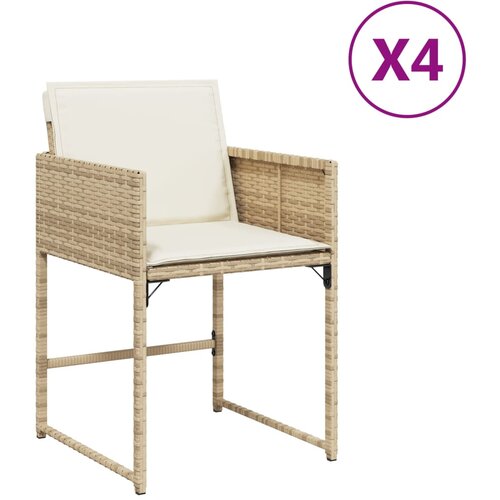 Maison Chic Vrtni stoli - Stol za vrt z blazinami 4 kosi bež poli ratan JS2209, (21876733) Slike