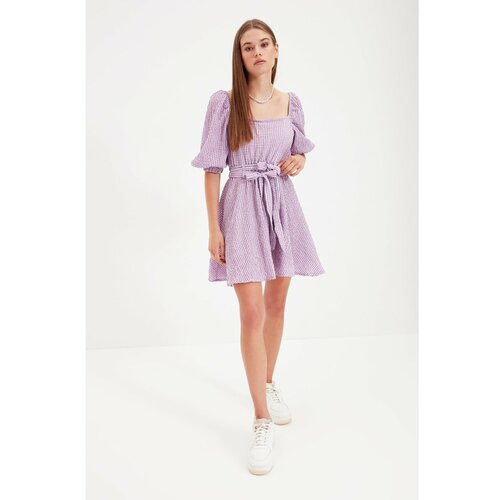 Trendyol purple belted square collar dress Slike