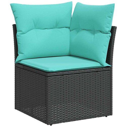  Vrtna garnitura - 11-dijelni set vrtnih sofa poliratan i bagrem s jastucima crni - Crna 1 Slike