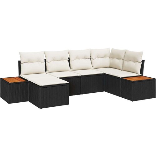  6-dijelni vrtni kauč set s jastučićima crni poli ratan akacija Cijene