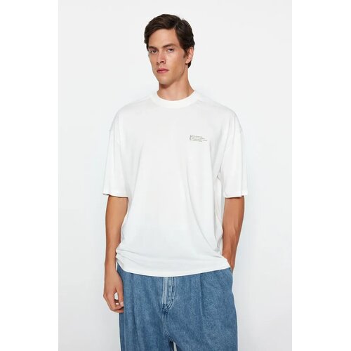 Trendyol Muška majica TMNSS23TS00084, Krem Cene
