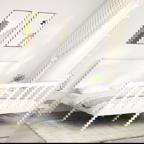 vidaXL Okvir za krevet s uzglavljem bijeli 140x200 cm od masivnog drva Cijene