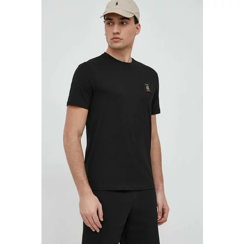Armani Exchange Pamučna majica boja: crna, s aplikacijom
