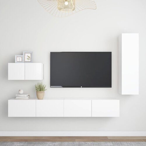 Furnova Komplet TV omaric 4-delni bela iverna plo&amp;scaron;ča, (21924751) Slike