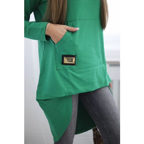 Kesi Long back sweatshirt with hood light green Cene