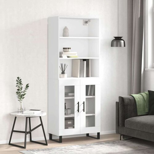  Visoka komoda bijela 69 5x34x180 cm konstruirano drvo Slike