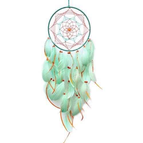 INF Boho stenska dekoracija iz perja, stenska dekoracija za spalnico green+orange, (21779019) Cene