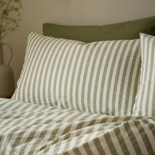 Pineapple Elephant Zelena 3-delna posteljnina za zakonsko posteljo/podalj&amp;scaron;ana 230x220 cm Cotton Rich Woven Stripe &amp;ndash; Slike