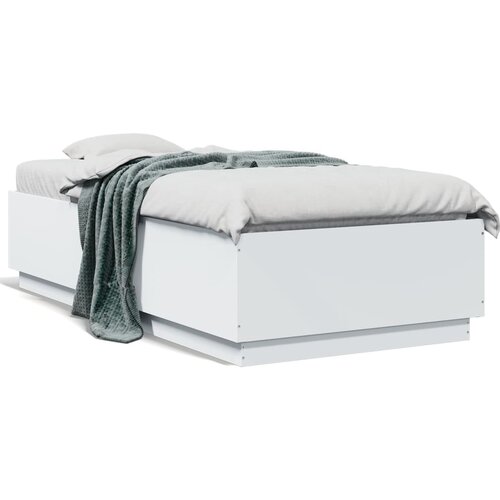 vidaXL Posteljni okvir z LED lučkami bel 90x190 cm inženirski les Cene