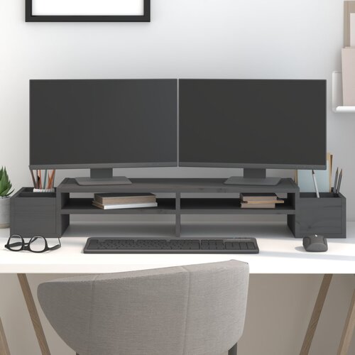  Stalak za monitor sivi 100 x 27,5 x 15 cm od masivne borovine Cijene