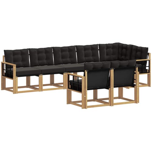  Set vanjskih sofa 8 kom. Bijela i crna Smeđa 306 x 128,5 x 73 cm Slike