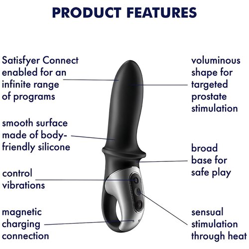 Satisfyer Hot Passion - pametni, grelni analni vibrator (črn) Slike