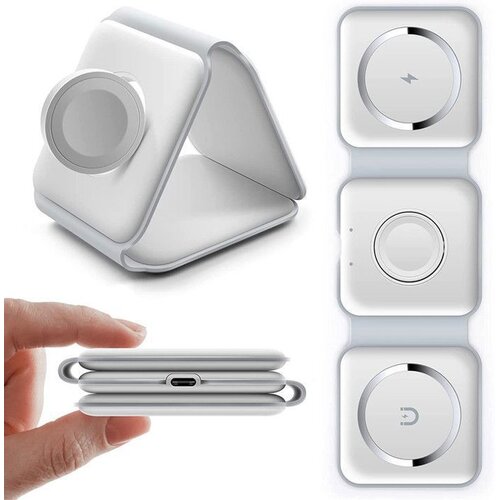 Ega Brezžični Hitri Polnilec 15W 3 v 1 Qi Indukcijski Polnilec Univerzalen Združljiv Apple iPhone Watch AirPods Bel, (5000008182) Cene