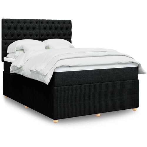 VidaXL Krevet s oprugama i madracem crni 160x200 cm od tkanine Slike