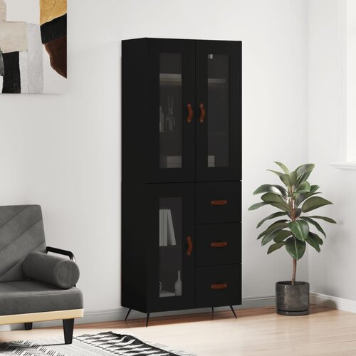 vidaXL Visoka komoda črna 69,5x34x180 cm inženirski les Cene