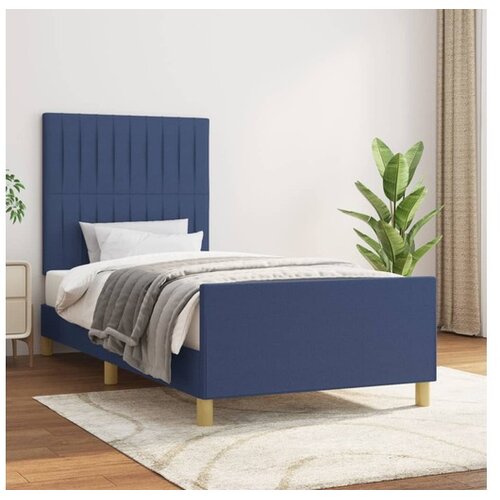  Posteljni okvir z vzglavjem moder 90x200 cm blago Cene