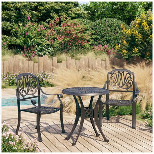  3-dijelni bistro set od lijevanog aluminija crni Cijene