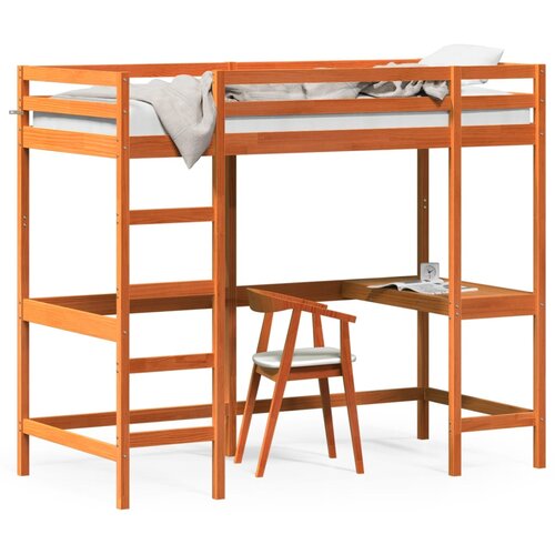Maison Chic Postelja za odrasle - Posteljni Okvir z mizo voščeno rjav 90x200 cm trdna borovina, (22082584) Cene