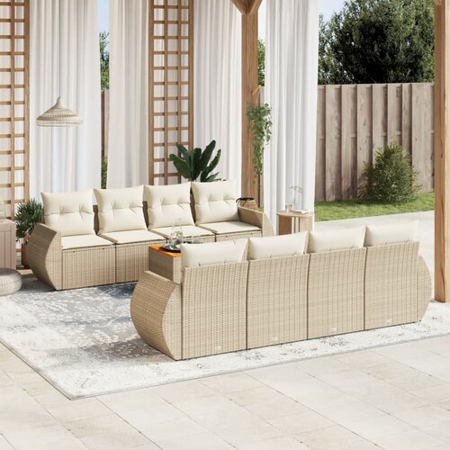  9-dijelni set vrtnih sofa s jastucima bež od poliratana 70 x 62 x 69 cm Slike