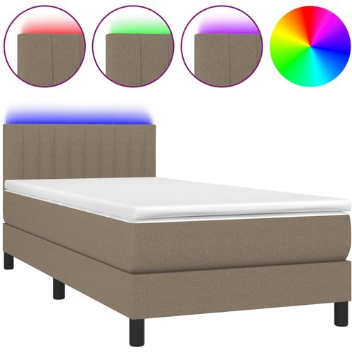 Maison Chic Box spring postelja - Vzmetna postelja z vzmetnico LED taupe 100x200 cm blago SL2523, (21905687) Cene