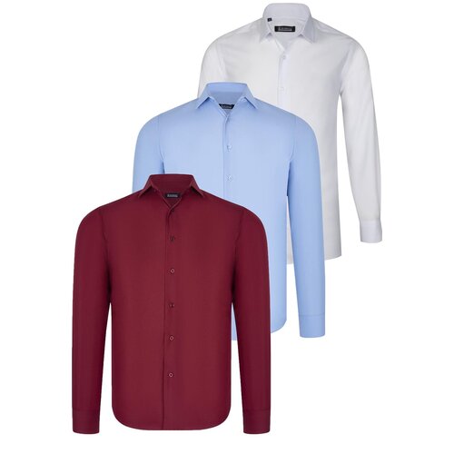 Dewberry TRIPLE SET G726 SHIRT-WHITE-BLUE-BURGUNDY Cene