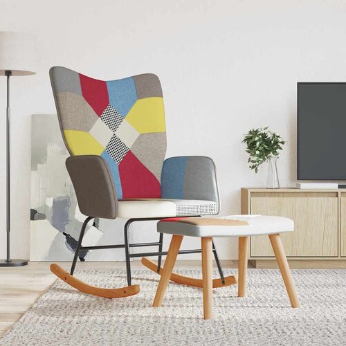  Stolica za ljuljanje s osloncem za noge patchwork od tkanine Cijene