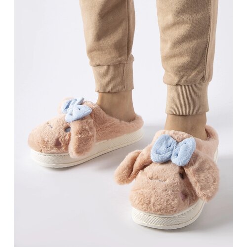 Gemre Pink warm slippers with ears and a bow Gilda Slike