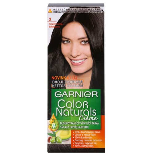Garnier color naturals Cr&amp;eacute;me trajna in sijoča barva za lase 40 ml odtenek 3 natural dark brown Slike