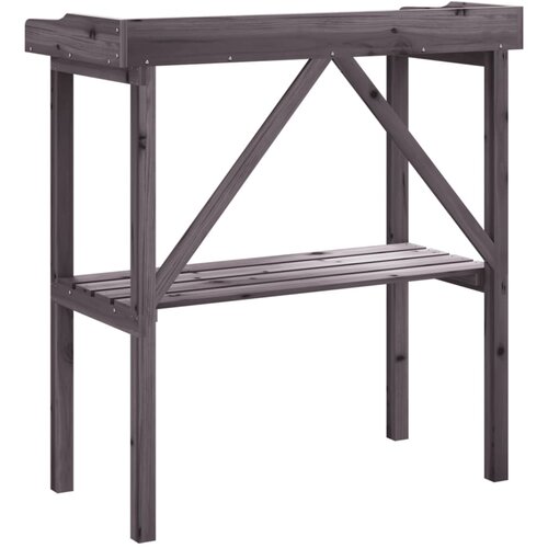  Stol za biljke s policom sivi 78x38x82,5 cm masivna jelovina Slike