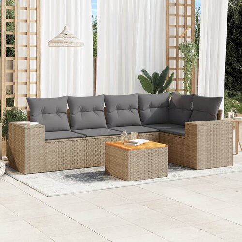 vidaXL 6-dijelni set vrtnih sofa s jastucima bež od poliratana Cijene