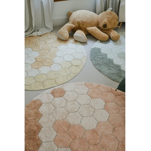 Lorena Canals Svetlo rožnata pralna/ročno tkana bombažna okrogla preproga &amp;oslash; 140 cm Honeycomb Rose &amp;ndash; Slike
