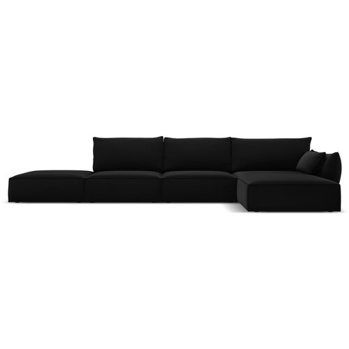 Mazzini Sofas Črna žametna kotna sedežna garnitura z ležalnikom (desni kot) Vanda – Cene