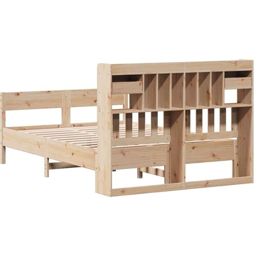 VidaXL Krevet s regalom za knjige bez madraca 135x190 cm od borovine Slike