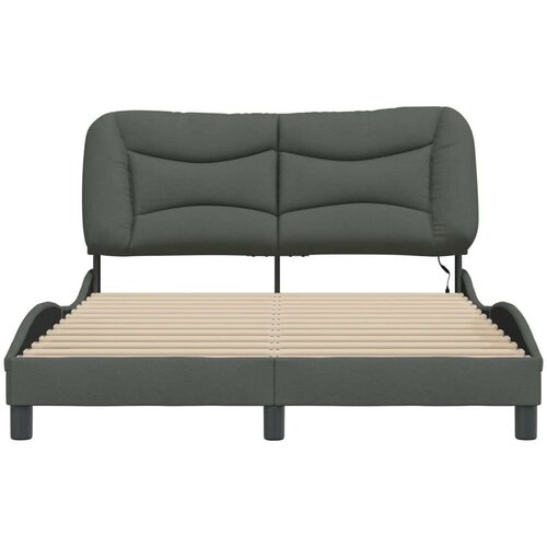  Okvir kreveta s LED svjetlima tamosivi 140 x 190 cm od tkanine Slike