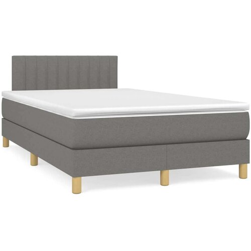  Box spring postelja z vzmetnico LED temno siva 120x190 cm blago Cene
