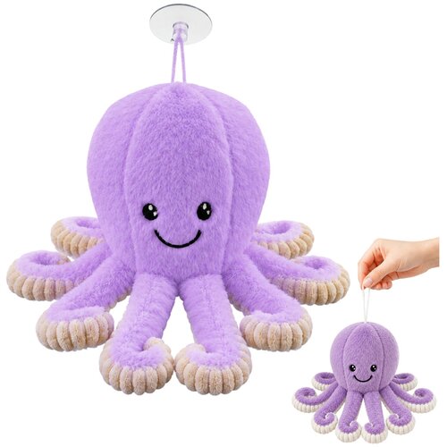  Plush Octopus Plush Toy with Suction Cup, Purple, 16 cm Slike