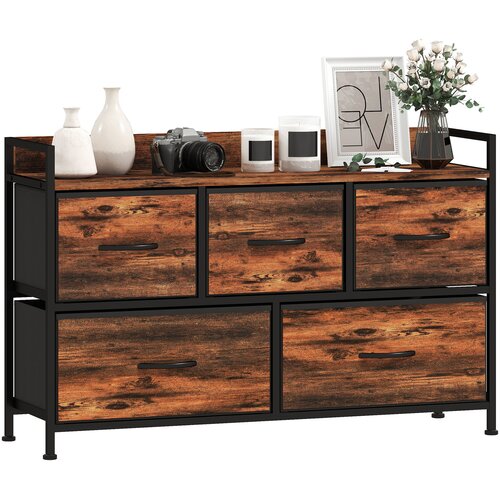 HOMCOM predalnik poliester, jeklo 98D x 29&Scaron; x 63V cm Rustikal rjav, (5000242274) Cene