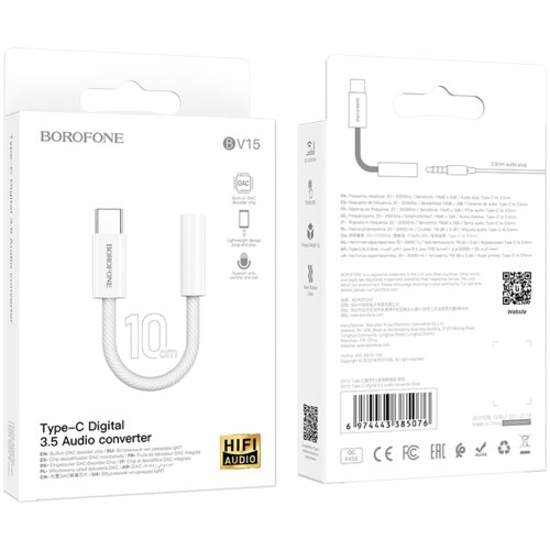 Borofone adapter BV15 Avdio - tip C na 3,5 mm priključek - srebrni (DAC) Slike