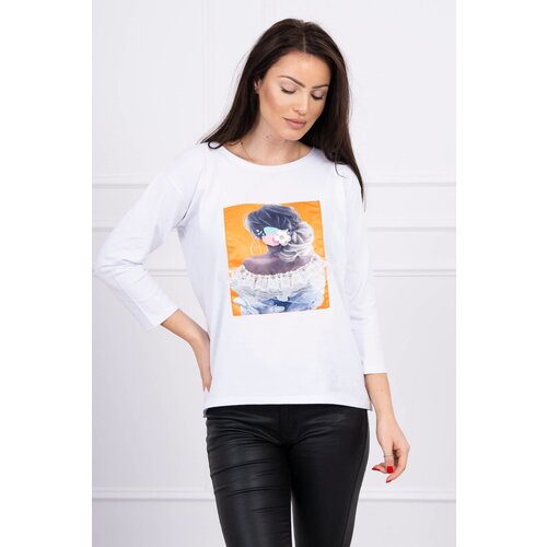 Kesi Blouse with 3D graphics, lace white Slike