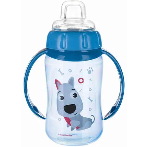 Canpol Cute Animals Training Cup Dog boca za učenje pijenja sa silikonskim grlom i ručkama 320 ml za djecu