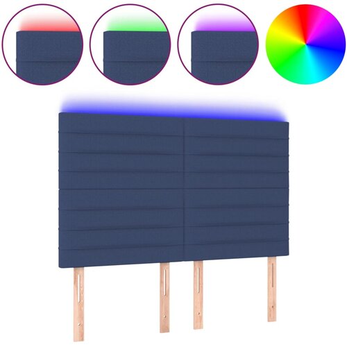  LED uzglavlje plavo 144x5x118/128 cm od tkanine Slike