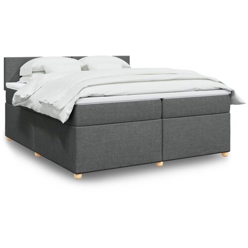 VidaXL Krevet s oprugama i madracem tamnosivi 200 x 200 cm od tkanine Slike
