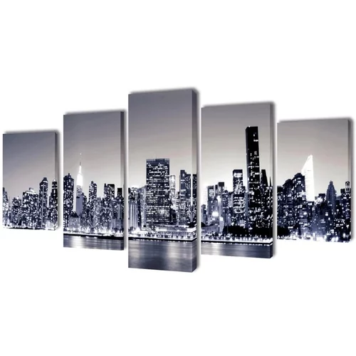  Set platen s printom črnobel New York ponoči 200 x 100 cm