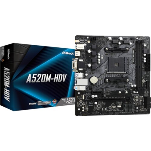 AsRock MB A520-HDV, AM4 2xDDR4, 4xSATA, M.2, RAIDVGA, HDMI, Micro ATX Slike