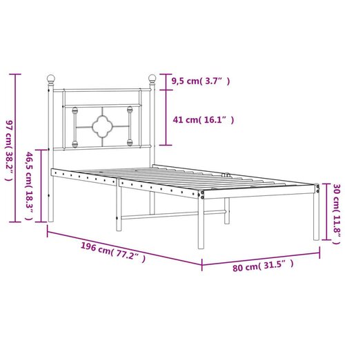  okvir za krevet s uzglavljem bijeli 75x190 cm Slike