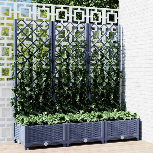  Vrtna sadilica s rešetkom plava siva 120 x 40 x 121,5 cm PP Cene