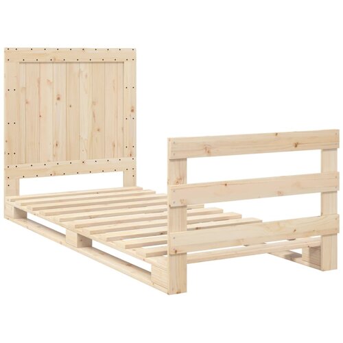 vidaXL Posteljni okvir z vzglavjem 90x200 cm trdna borovina, (21152040) Cene