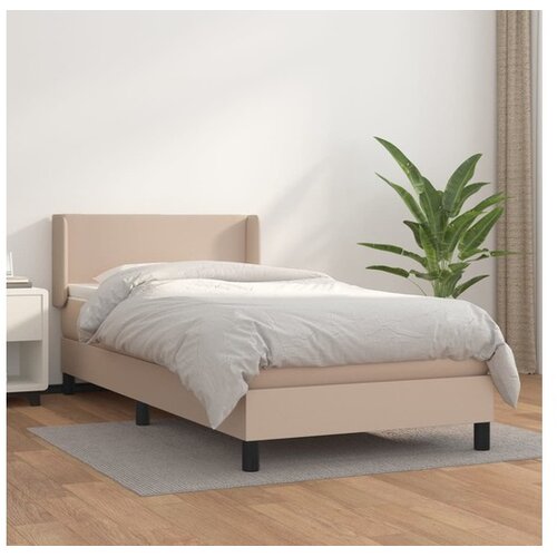  Box spring postelja z vzmetnico kapučino 100x200cm umetno usnje Cene