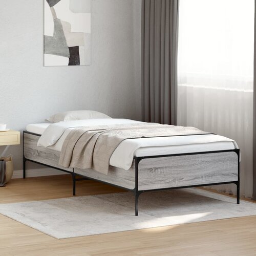 Furnova Posteljni okvir siva sonoma 90x190 cm inženirski les in kovina, (21939580) Slike